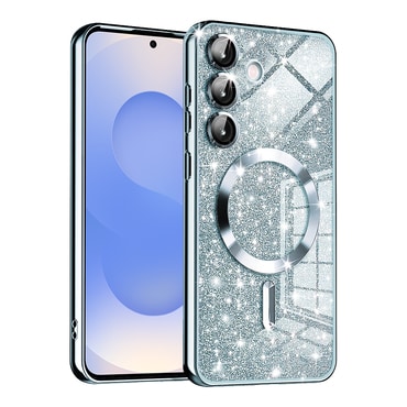 Techsuit "Luxury Glitter MagSafe" TPU gél tok Samsung Galaxy S25 készülékhez - light blue