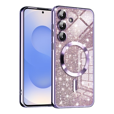 Techsuit "Luxury Glitter MagSafe" TPU gél tok Samsung Galaxy S25 készülékhez - light purple