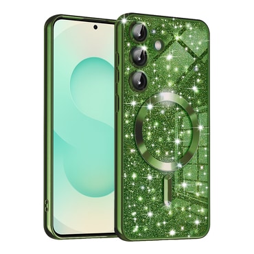 Techsuit "Luxury Glitter MagSafe" TPU gél tok Samsung Galaxy S25 Plus készülékhez - deep green