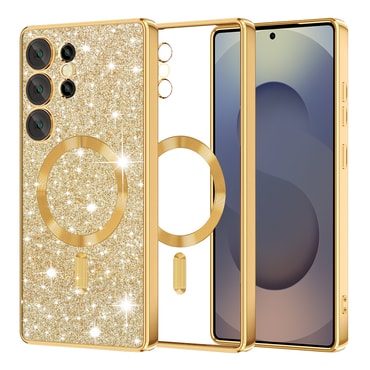 Techsuit "Luxury Glitter MagSafe" TPU gél tok Samsung Galaxy S25 Ultra készülékhez - gold