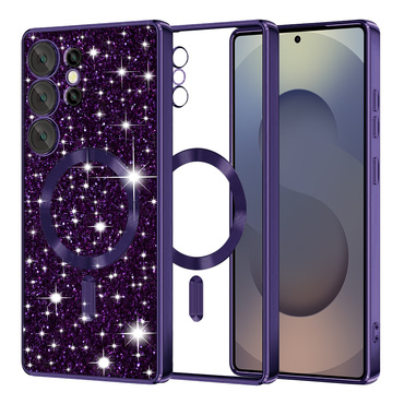 Techsuit "Luxury Glitter MagSafe" TPU gél tok Samsung Galaxy S25 Ultra készülékhez - deep purple