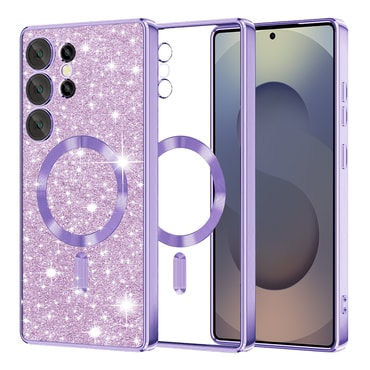Techsuit "Luxury Glitter MagSafe" TPU gél tok Samsung Galaxy S25 Ultra készülékhez - light purple