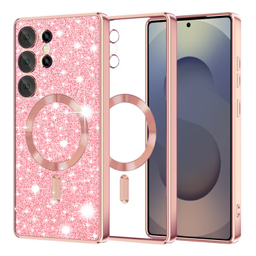 Techsuit "Luxury Glitter MagSafe" TPU gél tok Samsung Galaxy S25 Ultra készülékhez - rose gold