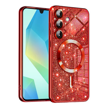 Techsuit "Luxury Glitter MagSafe" TPU gél tok Samsung Galaxy A16 4G / 5G készülékhez - red