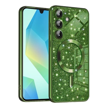 Techsuit "Luxury Glitter MagSafe" TPU gél tok Samsung Galaxy A16 4G / 5G készülékhez - deep green