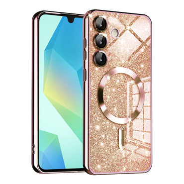 Techsuit "Luxury Glitter MagSafe" TPU gél tok Samsung Galaxy A16 4G / 5G készülékhez - rose gold
