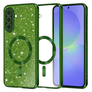 Techsuit "Luxury Glitter MagSafe" TPU gél tok Samsung Galaxy A36 / A56 készülékhez - deep green