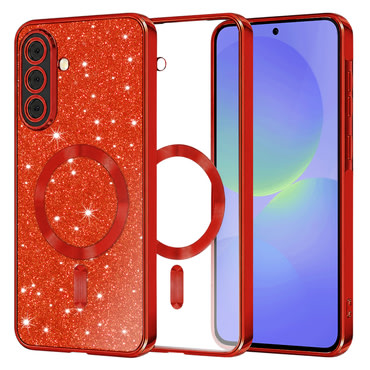 Techsuit "Luxury Glitter MagSafe" TPU gél tok Samsung Galaxy A36 / A56 készülékhez - red
