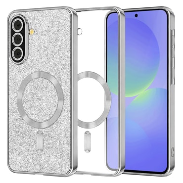 Techsuit "Luxury Glitter MagSafe" TPU gél tok Samsung Galaxy A36 / A56 készülékhez - silver