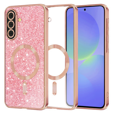 Techsuit "Luxury Glitter MagSafe" TPU gél tok Samsung Galaxy A36 / A56 készülékhez - rose gold