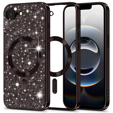 Techsuit "Luxury Glitter MagSafe" TPU gél tok iPhone 16e / 17e készülékhez - black