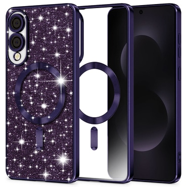 Techsuit "Luxury Glitter MagSafe" TPU gél tok Samsung Galaxy S25 Edge készülékhez - deep purple