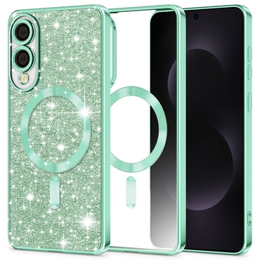 Techsuit "Luxury Glitter MagSafe" TPU gél tok Samsung Galaxy S25 Edge készülékhez - light green