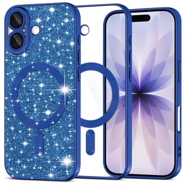 Techsuit "Luxury Glitter MagSafe" TPU gél tok iPhone 17 készülékhez - deep blue