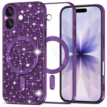 Techsuit "Luxury Glitter MagSafe" TPU gél tok iPhone 17 készülékhez - deep purple