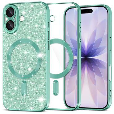 Techsuit "Luxury Glitter MagSafe" TPU gél tok iPhone 17 készülékhez - light green