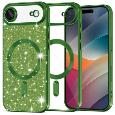 Techsuit "Luxury Glitter MagSafe" TPU gél tok iPhone Air készülékhez - deep green