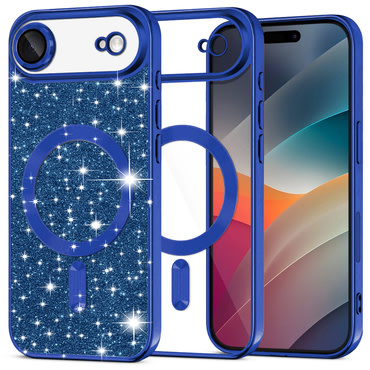 Techsuit "Luxury Glitter MagSafe" TPU gél tok iPhone Air készülékhez - deep blue