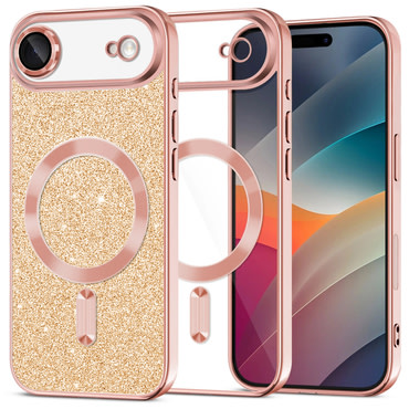Techsuit "Luxury Glitter MagSafe" TPU gél tok iPhone Air készülékhez - rose gold