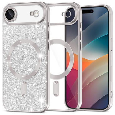 Techsuit "Luxury Glitter MagSafe" TPU gél tok iPhone Air készülékhez - silver