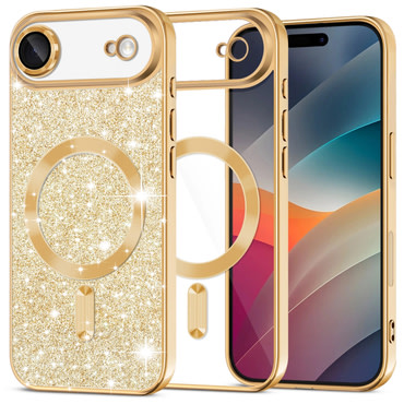 Techsuit "Luxury Glitter MagSafe" TPU gél tok iPhone Air készülékhez - gold