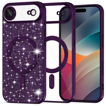Techsuit "Luxury Glitter MagSafe" TPU gél tok iPhone Air készülékhez - deep purple