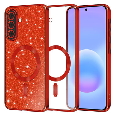 Techsuit "Luxury Glitter MagSafe" TPU gél tok Samsung Galaxy A57 készülékhez - red