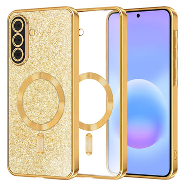 Techsuit "Luxury Glitter MagSafe" TPU gél tok Samsung Galaxy A57 készülékhez - gold