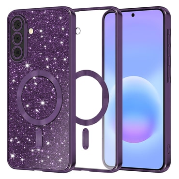 Techsuit "Luxury Glitter MagSafe" TPU gél tok Samsung Galaxy A57 készülékhez - deep purple