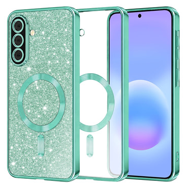 Techsuit "Luxury Glitter MagSafe" TPU gél tok Samsung Galaxy A57 készülékhez - light green