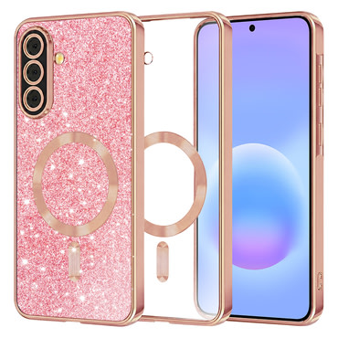Techsuit "Luxury Glitter MagSafe" TPU gél tok Samsung Galaxy A57 készülékhez - rose gold