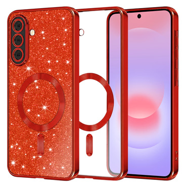 Techsuit "Luxury Glitter MagSafe" TPU gél tok Samsung Galaxy A37 készülékhez - red