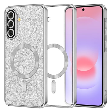 Techsuit "Luxury Glitter MagSafe" TPU gél tok Samsung Galaxy A37 készülékhez - silver
