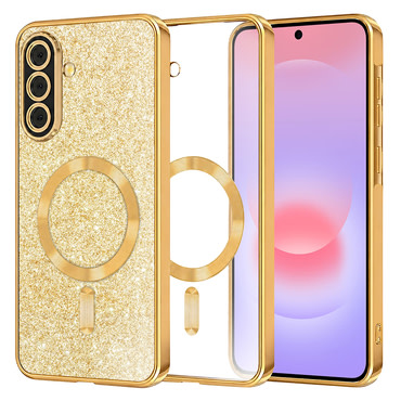 Techsuit "Luxury Glitter MagSafe" TPU gél tok Samsung Galaxy A37 készülékhez - gold