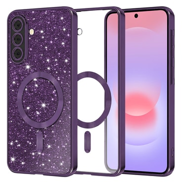 Techsuit "Luxury Glitter MagSafe" TPU gél tok Samsung Galaxy A37 készülékhez - deep purple