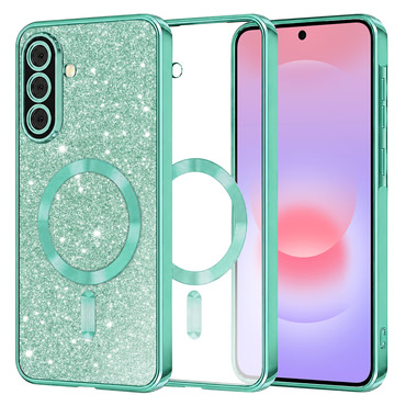 Techsuit "Luxury Glitter MagSafe" TPU gél tok Samsung Galaxy A37 készülékhez - light green