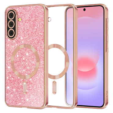 Techsuit "Luxury Glitter MagSafe" TPU gél tok Samsung Galaxy A37 készülékhez - rose gold