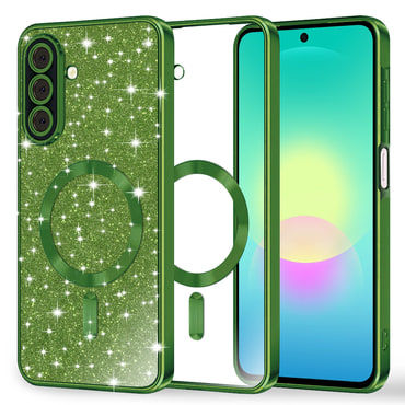 Techsuit "Luxury Glitter MagSafe" TPU gél tok Samsung Galaxy A27 5G készülékhez - deep green