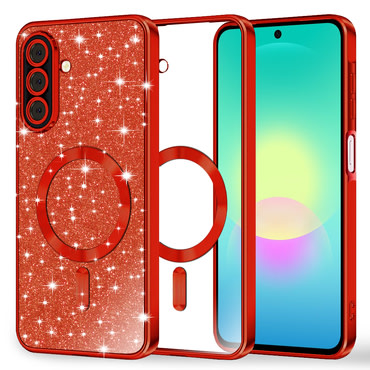 Techsuit "Luxury Glitter MagSafe" TPU gél tok Samsung Galaxy A27 5G készülékhez - red
