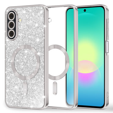Techsuit "Luxury Glitter MagSafe" TPU gél tok Samsung Galaxy A27 5G készülékhez - silver