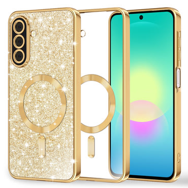 Techsuit "Luxury Glitter MagSafe" TPU gél tok Samsung Galaxy A27 5G készülékhez - gold