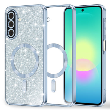 Techsuit "Luxury Glitter MagSafe" TPU gél tok Samsung Galaxy A27 5G készülékhez - light blue