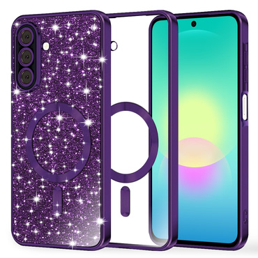 Techsuit "Luxury Glitter MagSafe" TPU gél tok Samsung Galaxy A27 5G készülékhez - deep purple
