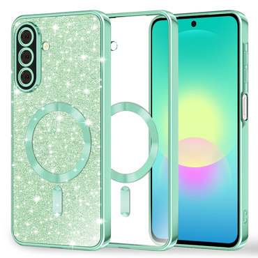 Techsuit "Luxury Glitter MagSafe" TPU gél tok Samsung Galaxy A27 5G készülékhez - light green