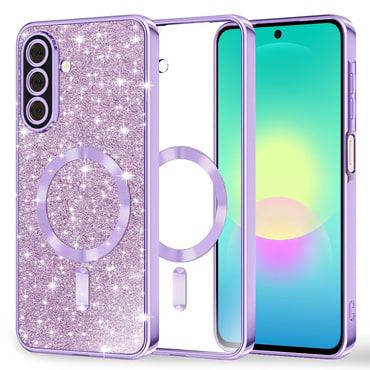 Techsuit "Luxury Glitter MagSafe" TPU gél tok Samsung Galaxy A27 5G készülékhez - light purple