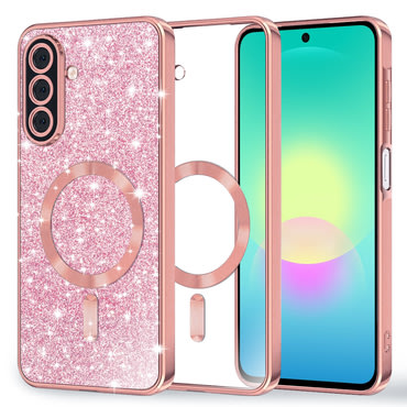 Techsuit "Luxury Glitter MagSafe" TPU gél tok Samsung Galaxy A27 5G készülékhez - rose gold