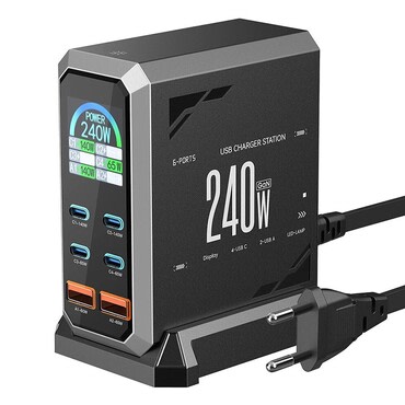 Fali 240W töltő Blitzwolf "BW-S31" 2x USB-A, 4x USB-C, PD