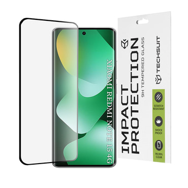 Prémium 3D teljes test képernyővédő üveg "Techsuit" Xiaomi Redmi Note 15 4G készülékhez - fekete