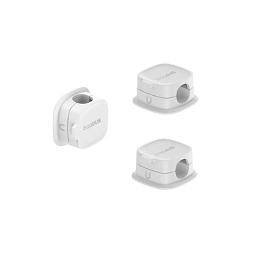 (3-pack) Mágneses kábelrendező Baseus - 3 darab, 3M ragasztószalag - white