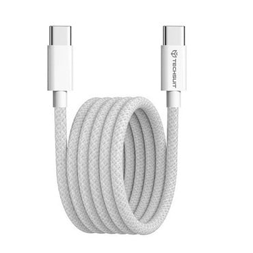 Töltő és adat 60W USB-C - USB-C káfehér Techsuit "PCB114D" - 1m - gray